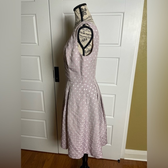 ADRIANNA PAPELL Purple Polka Dot Sleeveless Wedding Party Fit Flare Dress 10 - Picture 5 of 8
